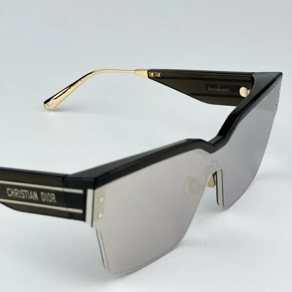 NEW Dior DIORCLUB M4U 55A5 Black Pale Smoke Mirrored Unisex Shield Sunglasses